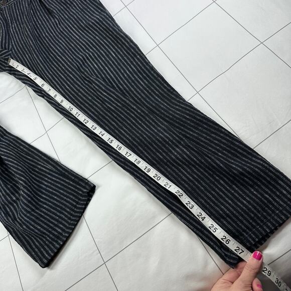 Sundance Pants Womens 6 Black Amelia Striped Linen Blend Pleated Button Casual - Picture 10 of 12